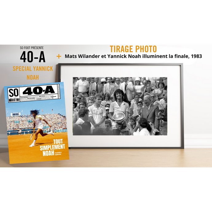 Coffret tirage « Yannick Noah soulève le trophée, Roland-Garros 1983 » & 40-A magazine spécial Noah