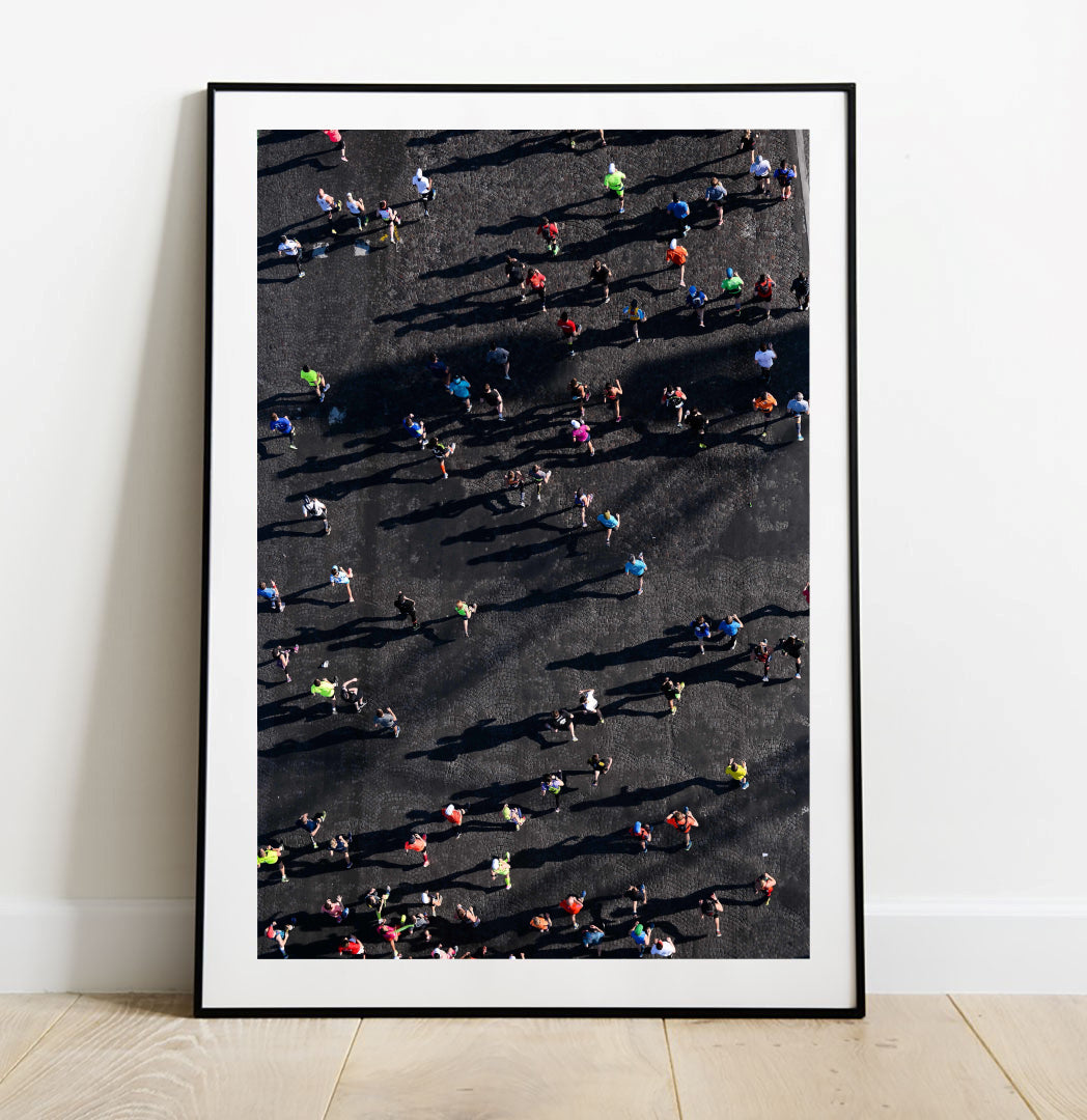 Vue aérienne des coureurs du marathon de Paris, 2017